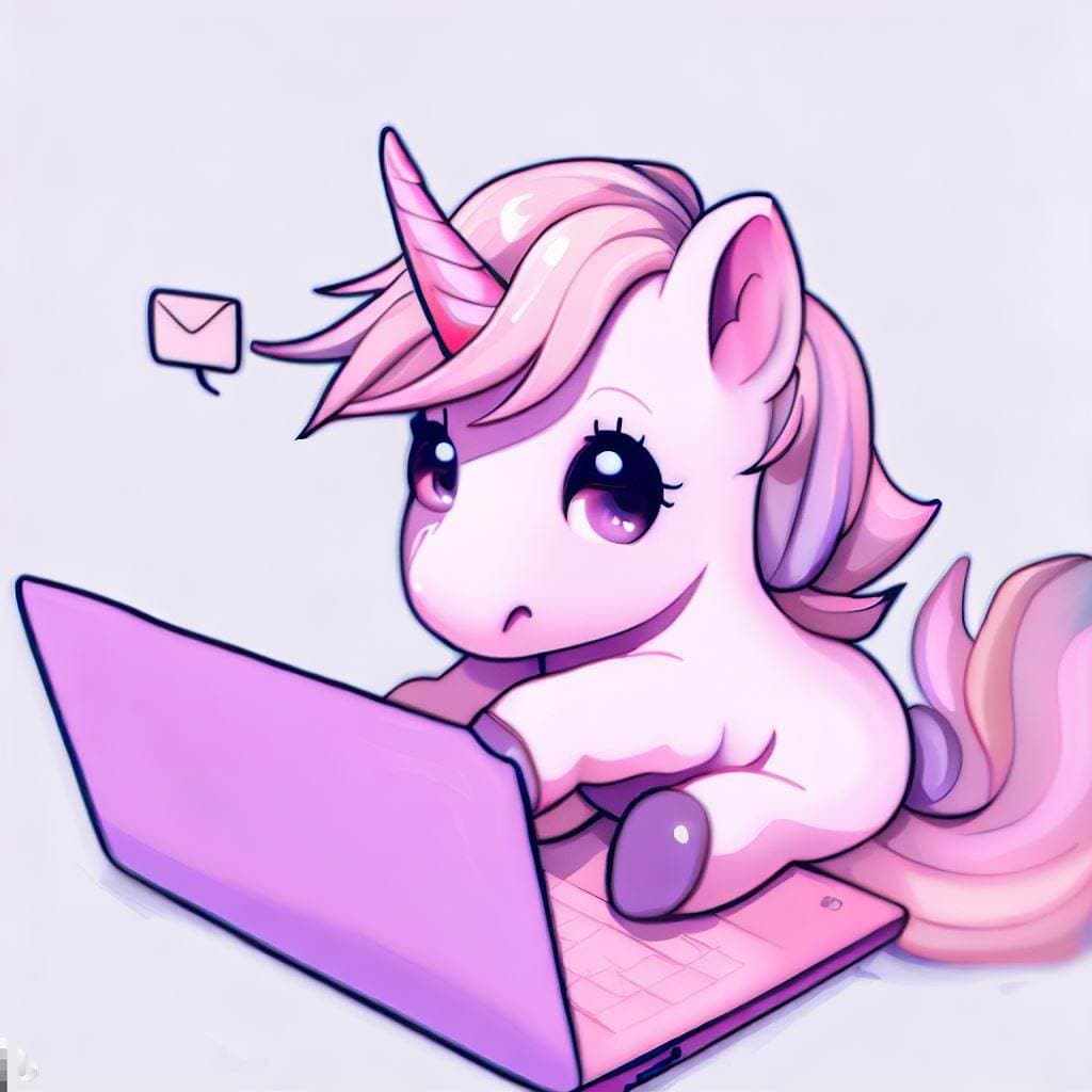 A friendly unicorn checking its email