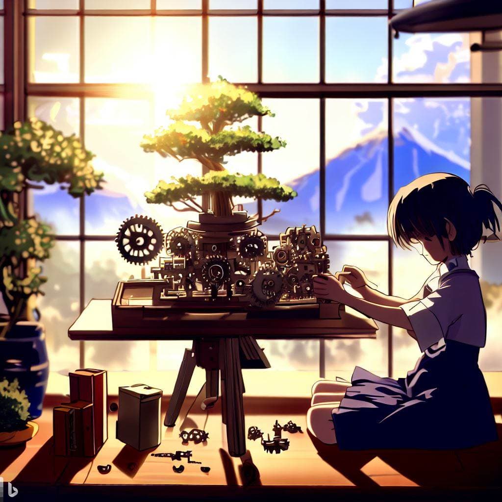 Engineer assembling intricate clockwork